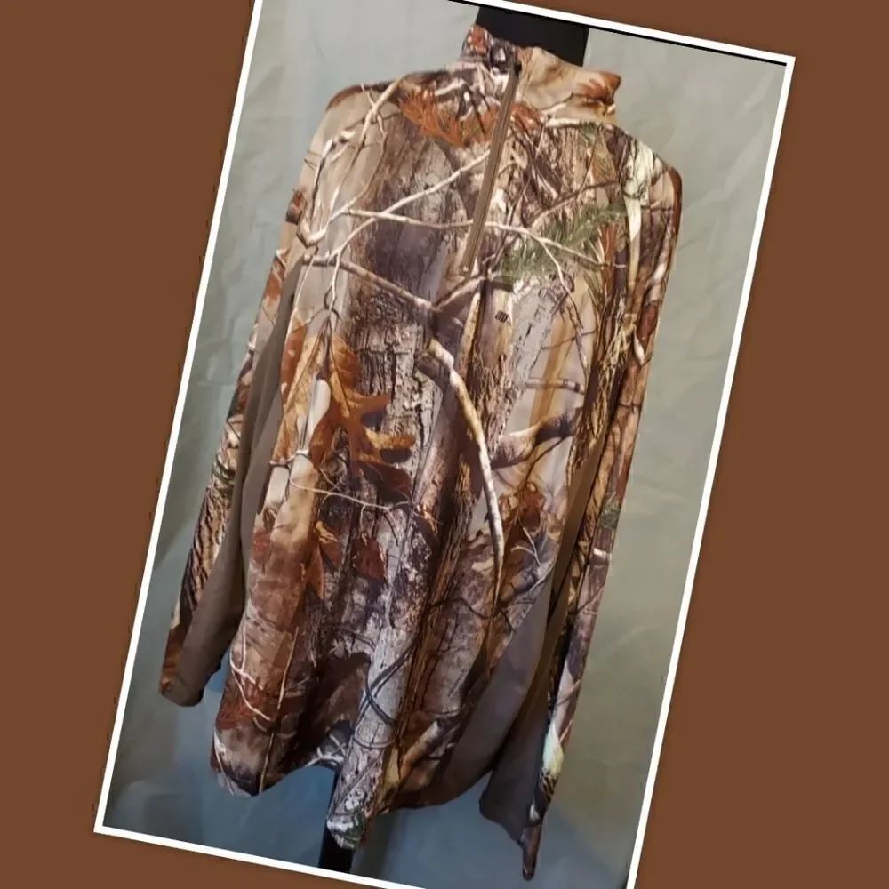 RealTree XL 1/4 Zip Pullover Long Sleeve Shirt Camo Brown